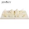 Jinsky Beige Custom Modern Adjustable Recyclable Jewelry Display Set Microfiber Bust Stand Necklace Earring Ring Holder Counter