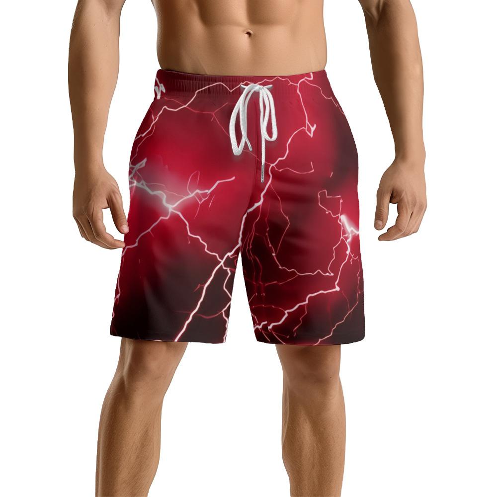 Pantaloncini Casual da Uomo con Elemento Fulmine Oscuro Naturale Europeo e Americano Pantaloni da Spiaggia