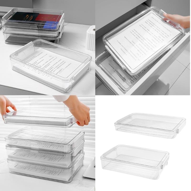 Clear Document Organizers Containers Stackable File Storage Box Filing Box Paper Storage Box Portable File Organizers