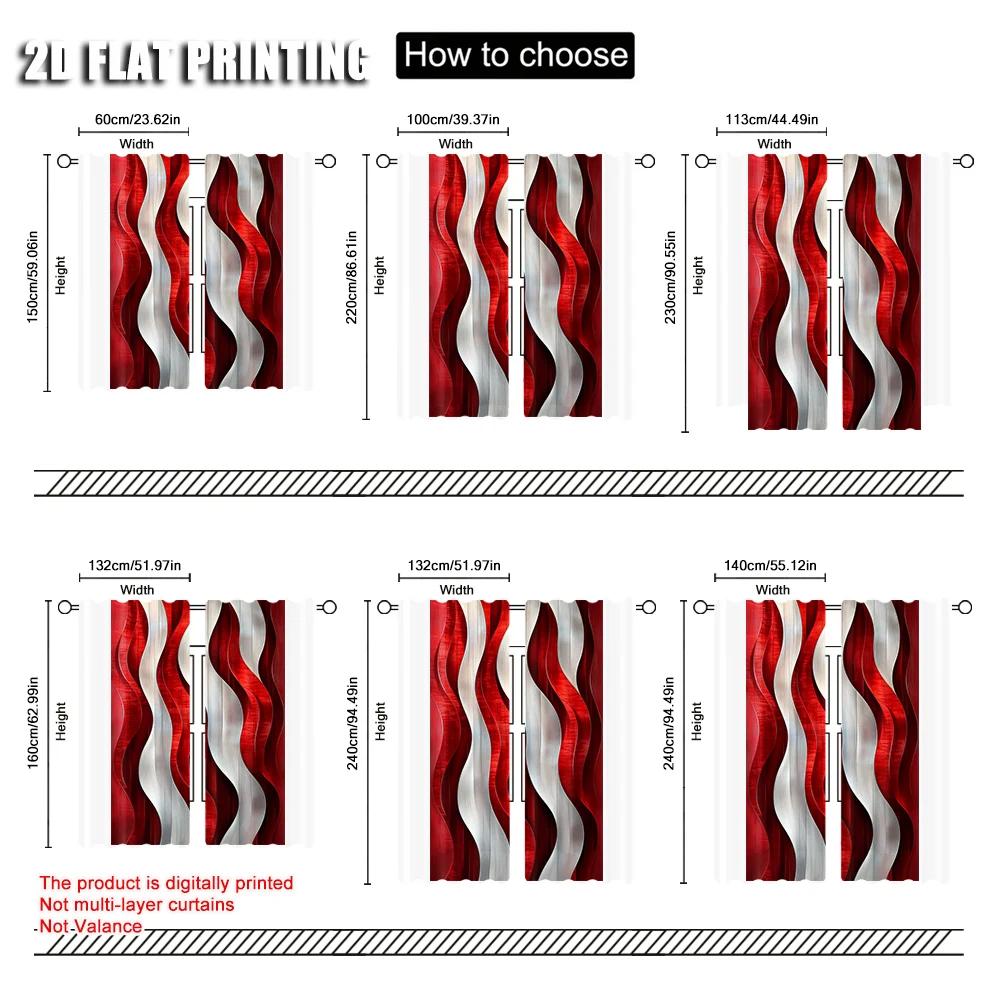 Set Of 2 Spring Summer Curtains Red White Art Digital Print Drapes Versatile Durable Polyester Holiday Perfect Bedroom Curtain For Decor