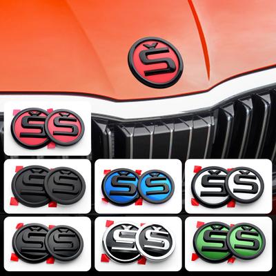 3D ABS Car Bonnet Front Grille Rear Trunk Badge Sticker For Octavia Fabia Superb Rapid Yeti Enyaq Kodiaq Kamiq Karoq Scala