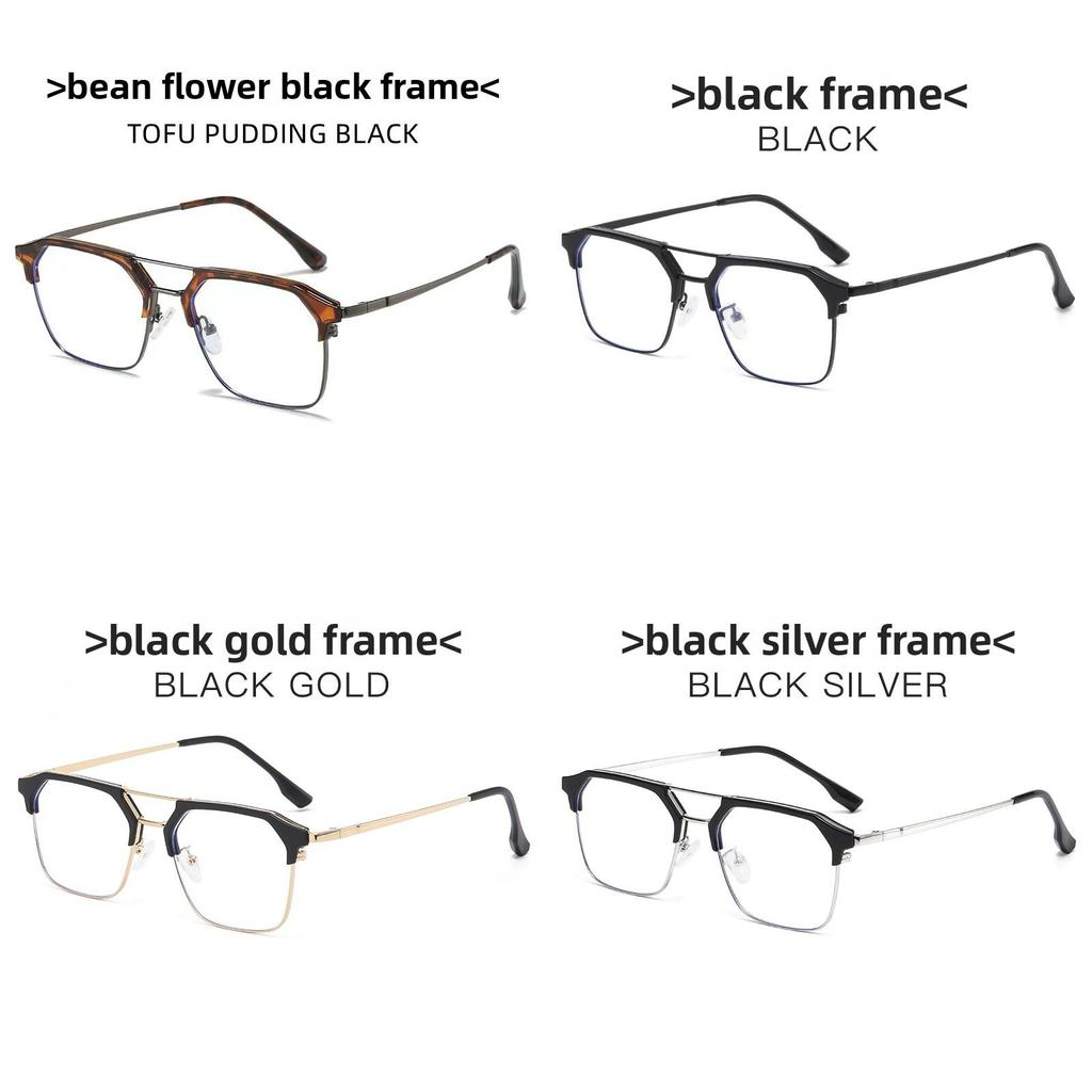 Retro Metal Double Beam Blue Light Blocking Flat Glasses For Men And Women