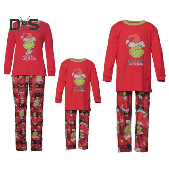 2ks/sada Vánoční rodinný pyžamový set Ladící vánoční noční prádlo Rodinný sváteční noční set Kreslený design Pár Oblečení