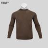 Herrars Stretch Slim Fit 300g Snabbtorkande Långärmad Fitnessöverdel med Halvhög Hals