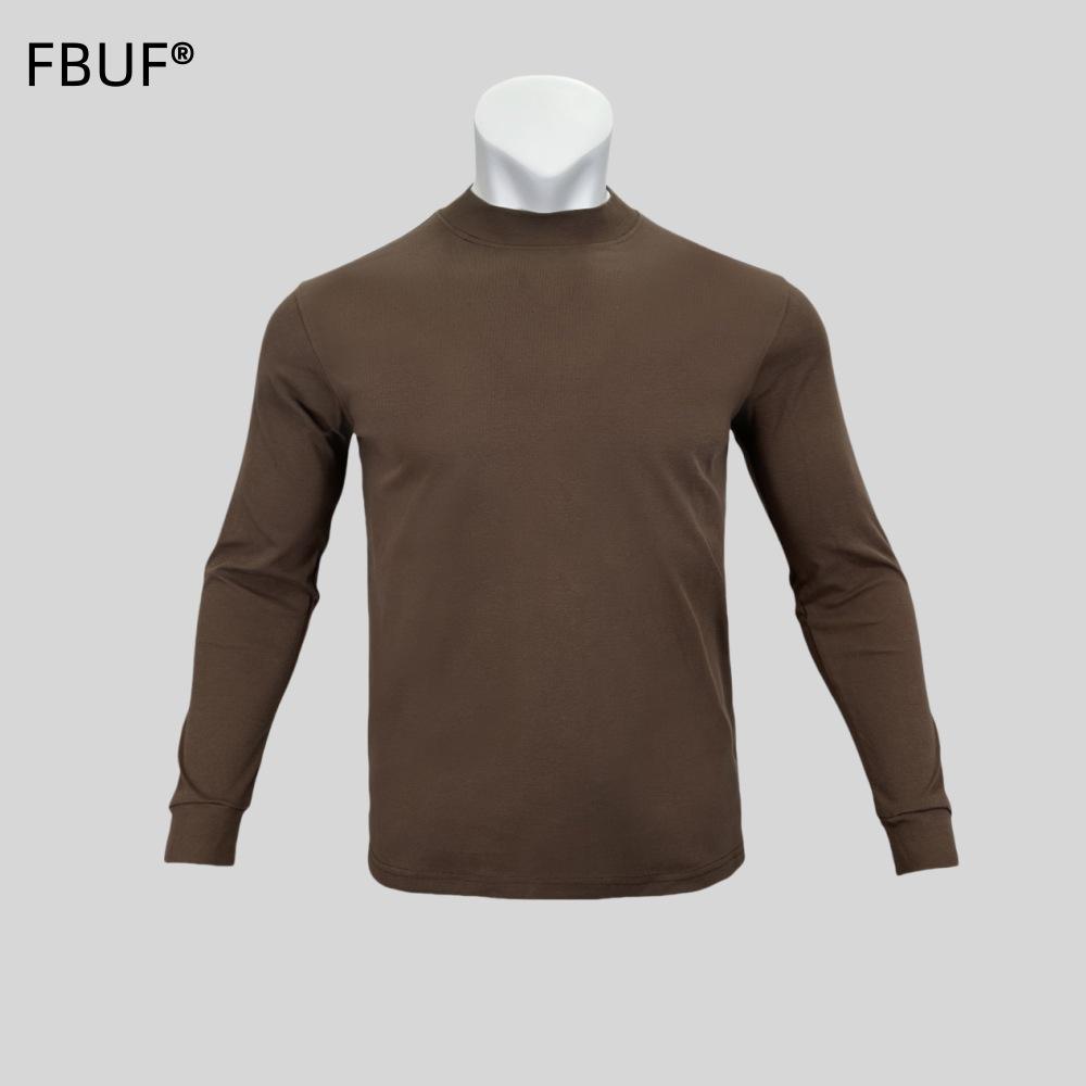 Herrars Stretch Slim Fit 300g Snabbtorkande Långärmad Fitnessöverdel med Halvhög Hals