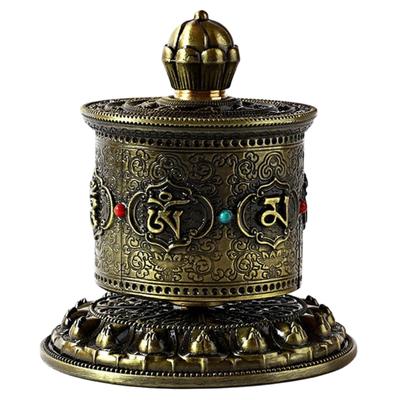 Rueda de Oración Tibetana Rueda de Oración de Mesa para Rezar Bendiciones Meditaciones Yogas