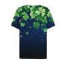 Damen T-Shirt Tee Print Knopf Kurzarm Täglich Wochenende Mode Basic V-Ausschnitt Reguläres Oberteil St. Patrick's Day