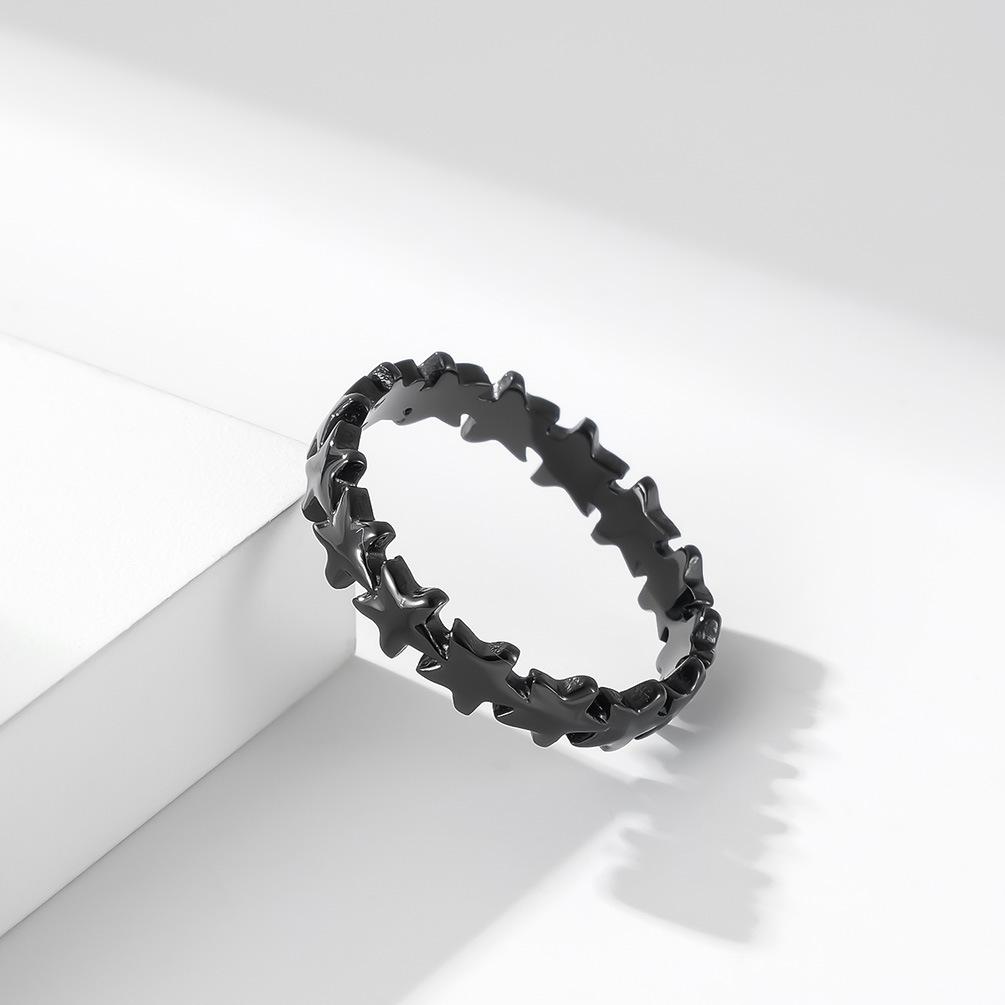 Stackable Titanium Steel Star Ring: Women's Unique Pinky Hand Jewelry