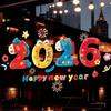 Static Electricity 2026 New Year Window Stickers Colorful Self Adhesive Horse Year Stickers Large Size Cartoon Horse