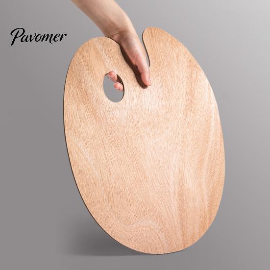 Large Color Mixing Board Wooden Paint Palette, Square Oval Shaped Artist Painting Tray with Easy To Clean Palette Thumb Hole for Acrylic Watercolor
