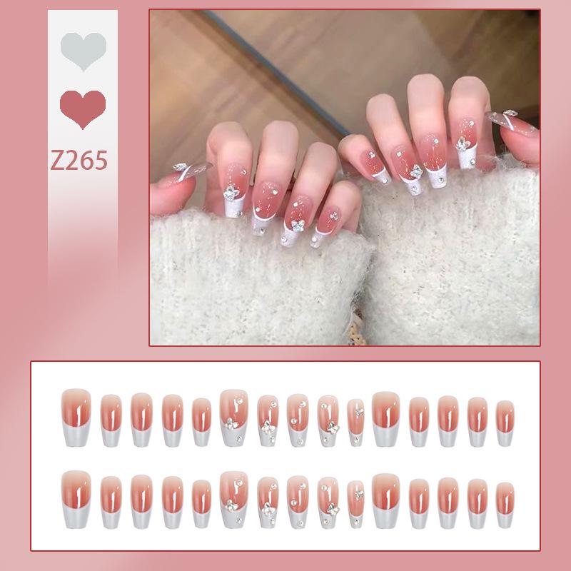 Luxurious Transparent Blush Bubble Rose Press-On Nail Set with Wearable Stickers