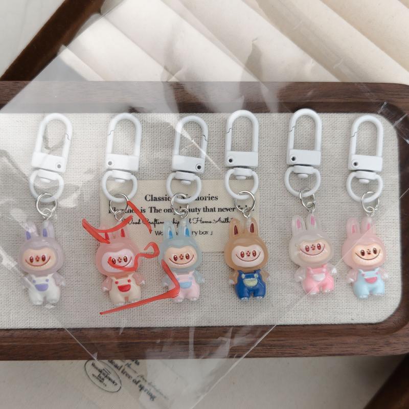 6pcs Labubu Keychains Women Bag Pendants Car Keychain Jewelry