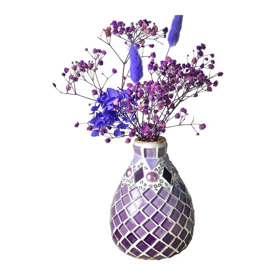 1 Set Handmade Mosaic Vase Kit with Wooden Vase Mosaic Tiles Tools Kids Adults Beginner Handcrafted