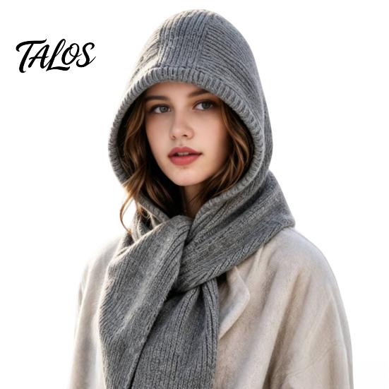Unisex Winter Travel Cap Knitted Hooded Scarf, Beanies Hat with Cozy Functional Daily Wear Knit Neck Warmer for Cold Weather Shopping Commuting Casual