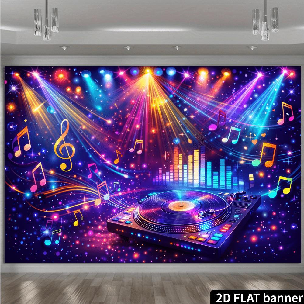 2D Flat Banner - Neon Electronic Music Vinyl Stage Background Cloth - Trendy Dreamy Style