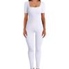 European and American Women’s Ribbed Square Neck Slimming Jumpsuit – New Autumn/Winter Collection