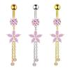 Fashion Stainless Steel Flower Zircon Tassels Belly Button Rings For Women Simple Navel Ring Sexy Body Piercing Jewelry Gifts