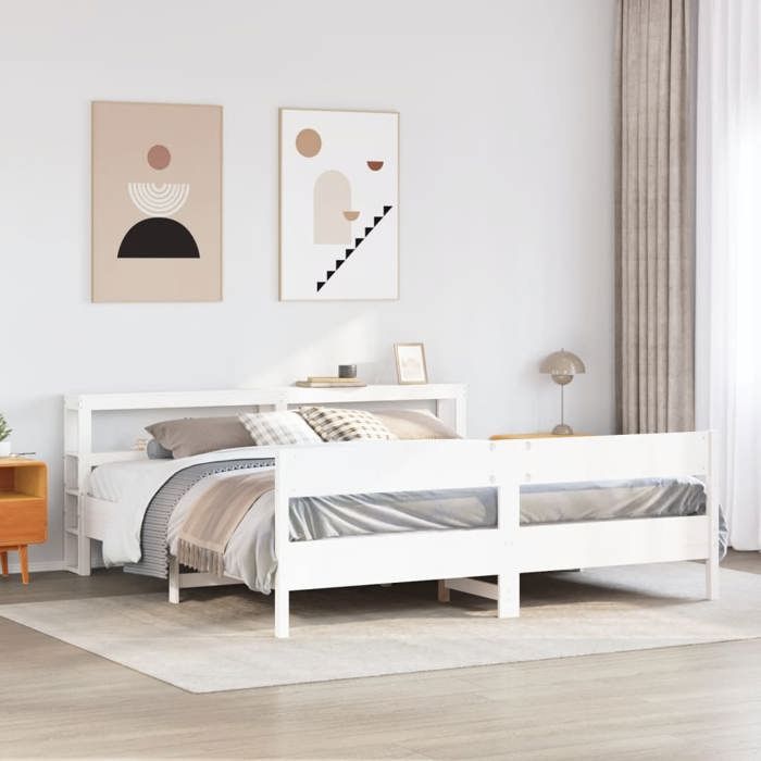 VidaXL Bed Frames and Headboard White 180x200 Cm Solid Pine Wood, Bed, Bedroom Furniture, Wooden Bed, Bed 3306178