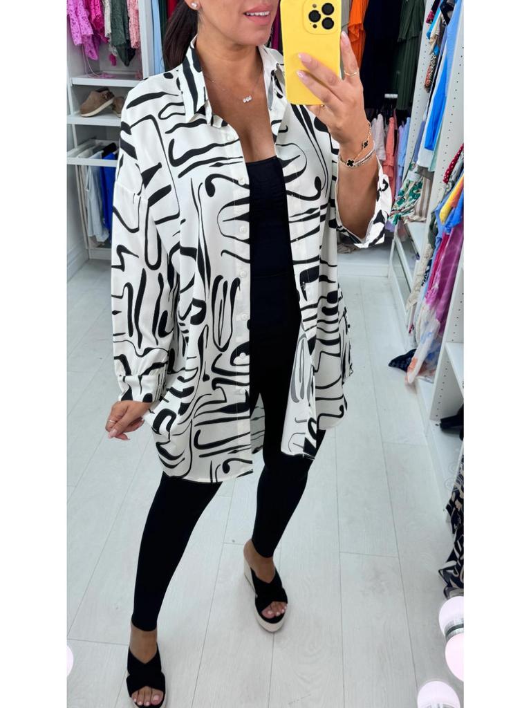 Autumn 2025 Women's Fashion Lapel Long Sleeve Casual Printed Shirt