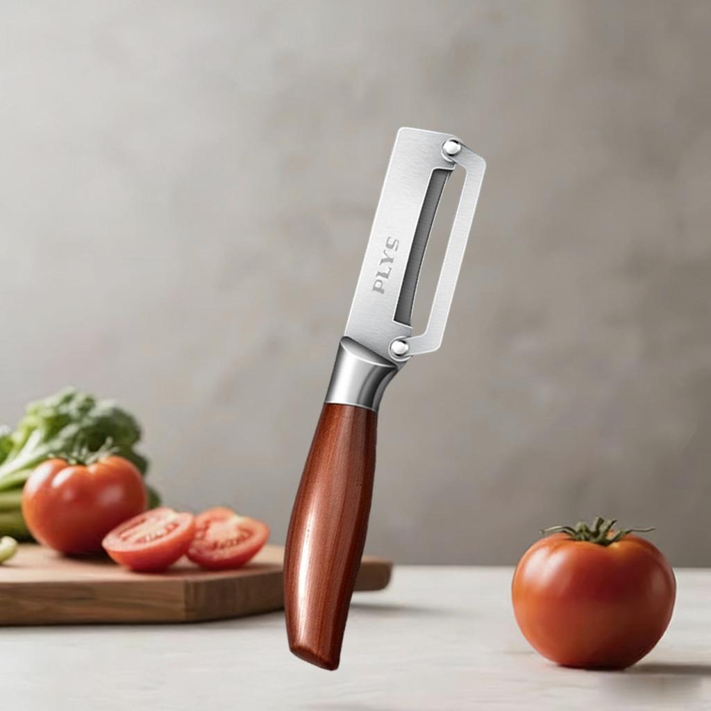 Pelador de Cocina Multifunción de Acero Inoxidable Específico para Cocina para Cortar Frutas y Verduras con Mango de Madera/Acero