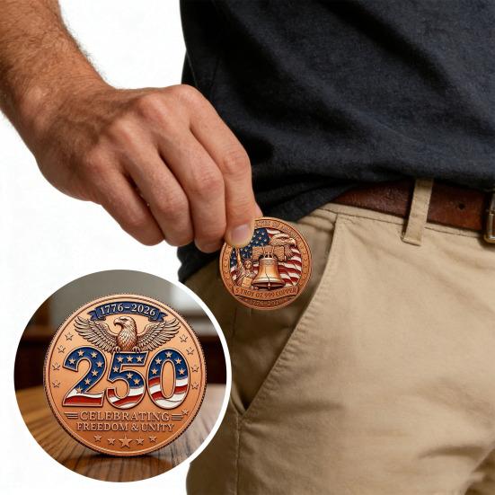 250th Anniversary Usa Commemorative Coin 1776-2026 Metal Patriotic Collectible Coin 1 Pc