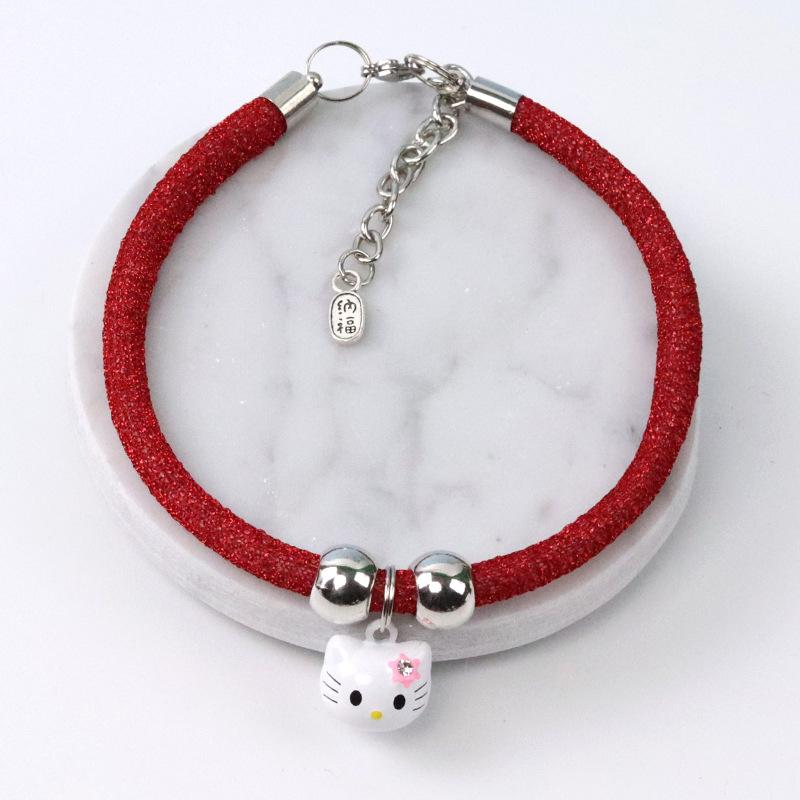 Handmade pet hand-woven lucky cat collar cartoon bell jewelry neck ring hand-woven
