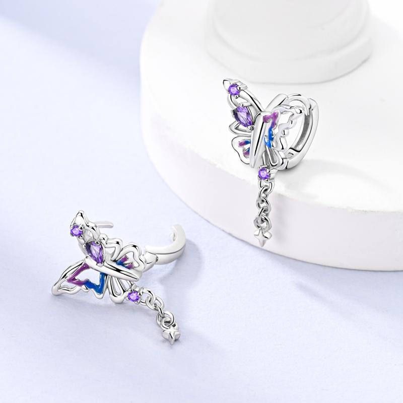 Original 925 Sterling Silver Tassel Earrings Women 2025 Zircon Ear Studs Sparkling Pave Hoop Earring Anniversary Jewelry Gift