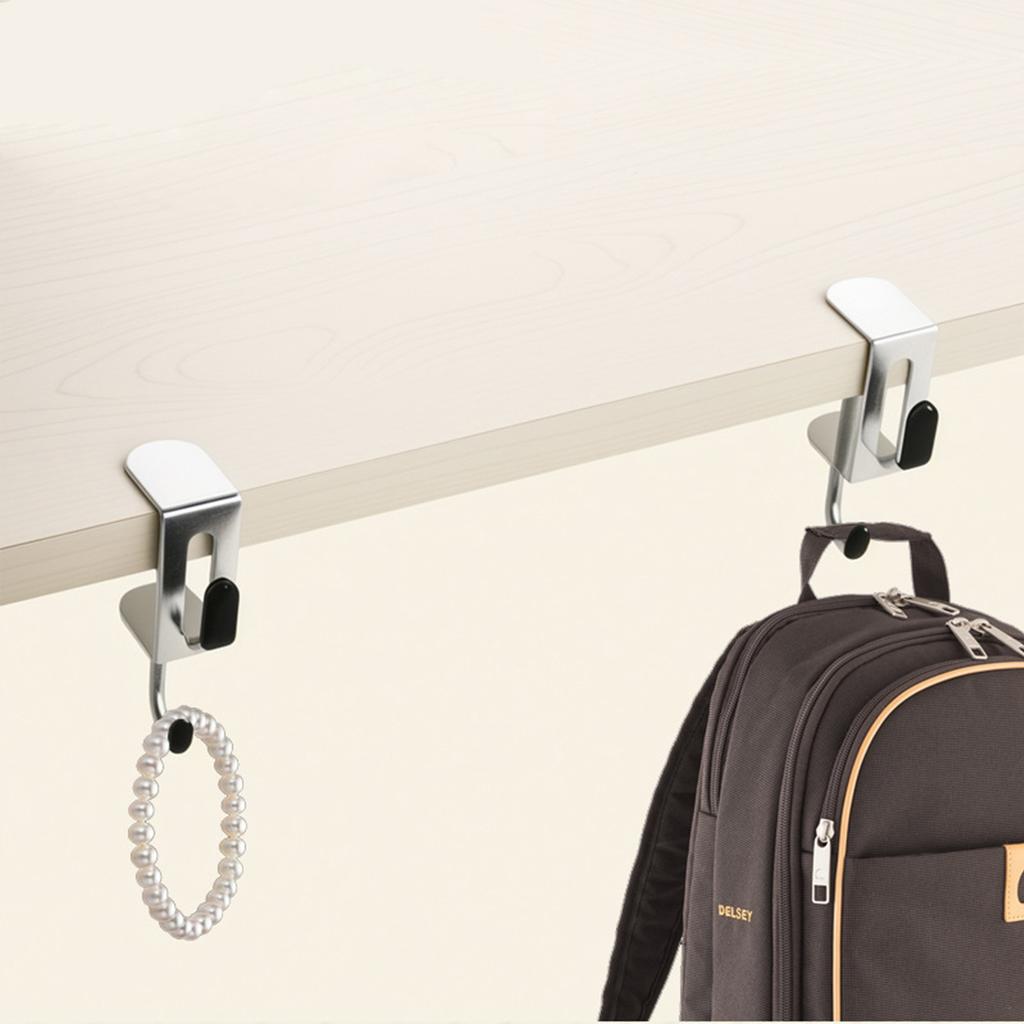 Stainless Steel Office Desk With Adjustable Hooks On The Side, Multifunctional Detachable Student Backpack Storage Rack