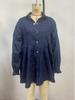 European & American Women's Fashion Casual Long Sleeve Denim Shirt Dress 2025
