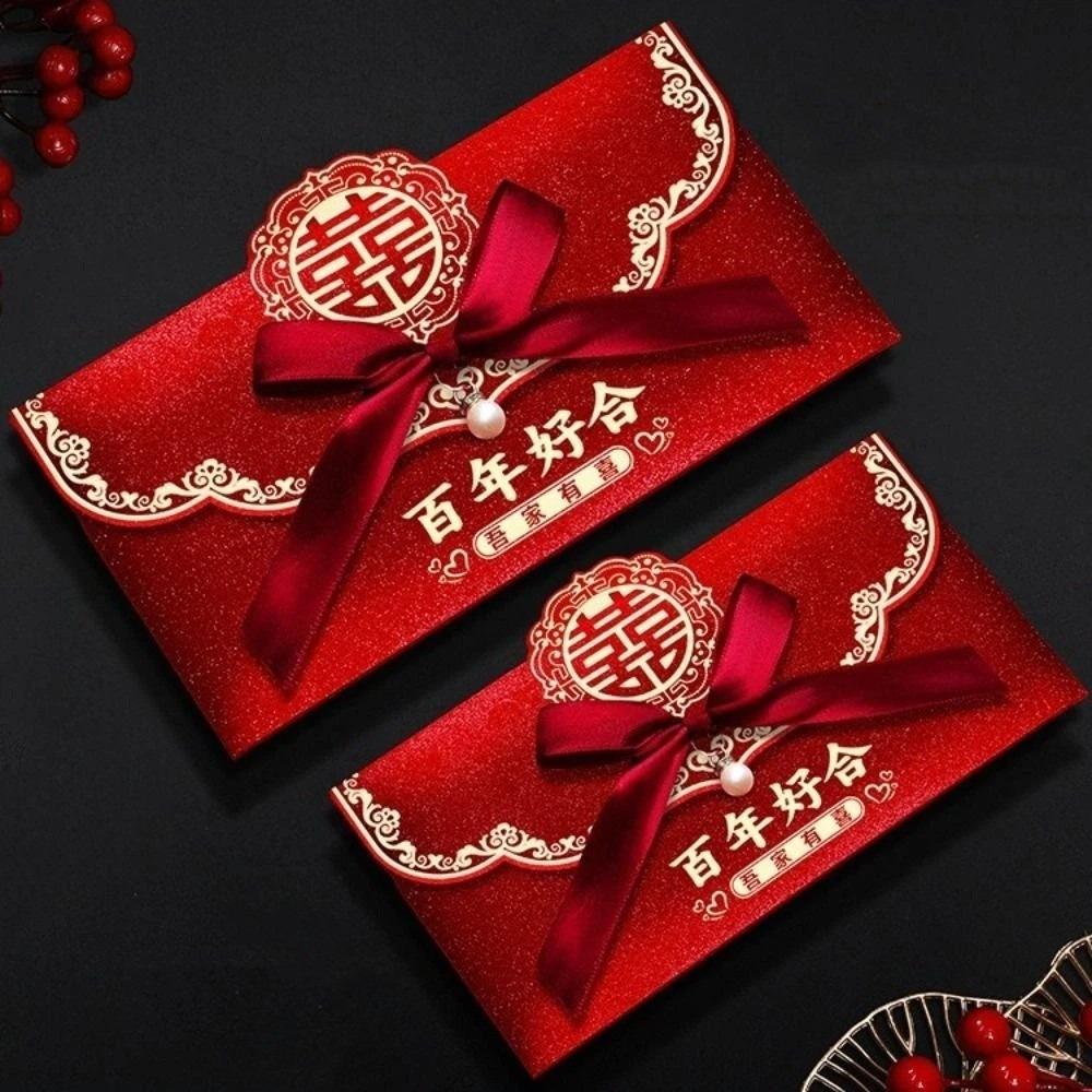 

Dragon Phoenix Design Wedding Red Envelope Traditional Money Bag Best Wishes Hongbao Wedding S-Style A