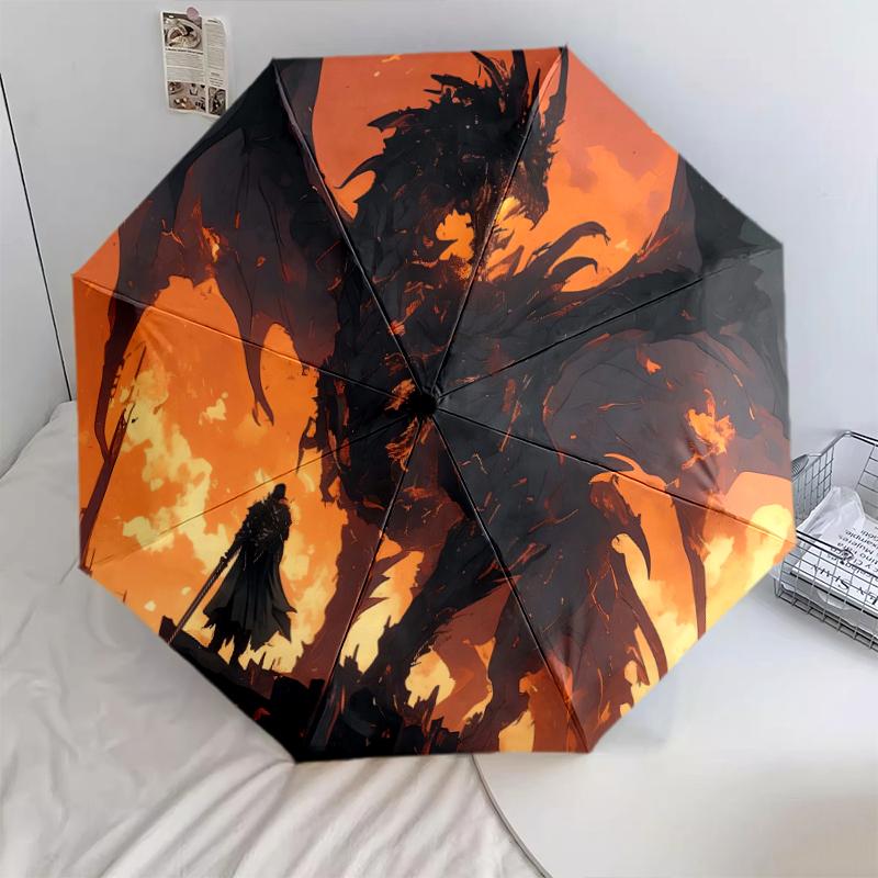 1 PC Automatic Folding Umbrella - Dragon Pattern, Portable & Foldable Design with 8 Ribs, Christmas Birthday Gifts