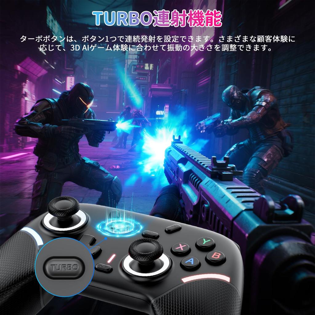 Newluck Mando PS4 Limitado Nuevo para Switch Reemplazo para Switch con Macro Trasero LED RGB Gravedad Turbo 800mAh Alto Larga Agujero HD Japonés