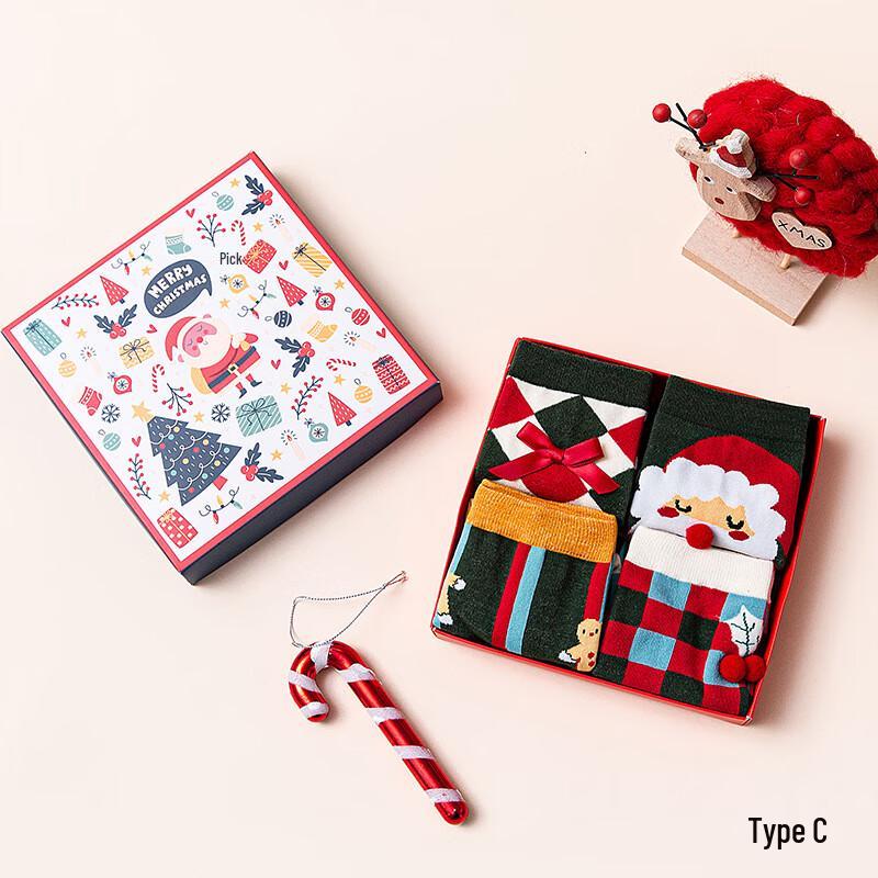 Anvelo Cartoon Christmas Cotton Socks - 4 Pairs Gift Set