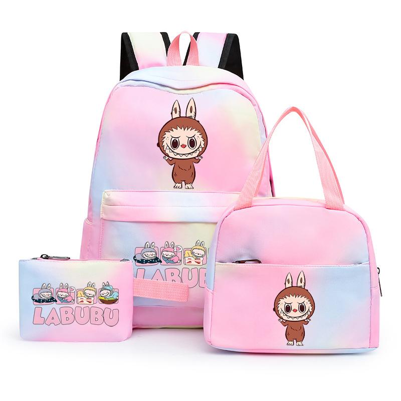 3Pcs/set  Printed Backpack with Lunch Bag Pencil Case Boy Girl Knapsack Teenage Student Large Capacity Colorful Bookbag