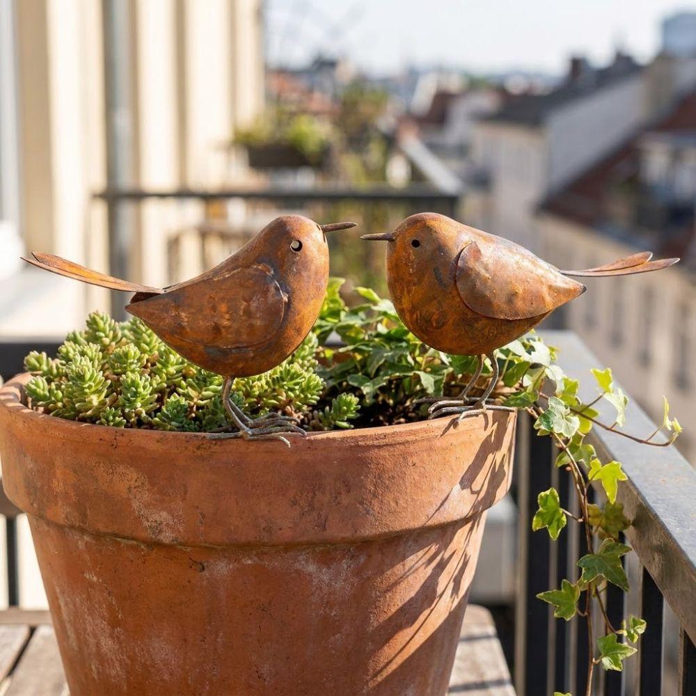 Funny Iron Art Bird Ornaments Rusty Retro Bird Statue Metal Bird Sculptures  Outdoor Lawn