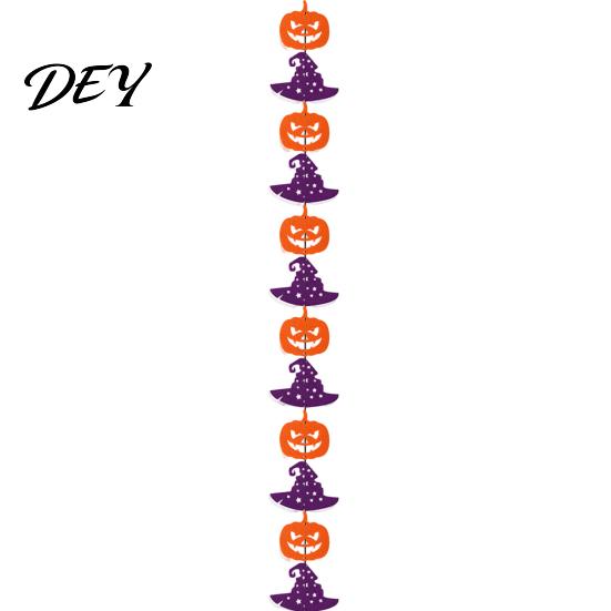 Felt Party Decorations Halloween Hanging Garland, Creepy Pumpkin Ghost Skull Witch Hat Decors Streamer, Horror Banner Backdrop Decor for Trick