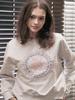 LA MAISON STUDIO Women'S Crop Circle Logo Embossed Le Lis Heavy Terry Sweatshirt Ash Gray Pink (Fcd3Ts701W)