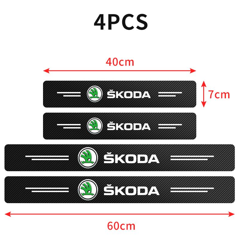 pdvri7 4Pcs/set Carbon Fiber Car Door Sill Threshold Protector Logo Stickers For Skoda Octavia MK2 MK3 2 3 A7 Fabia Karoq Kodiaq Rapid