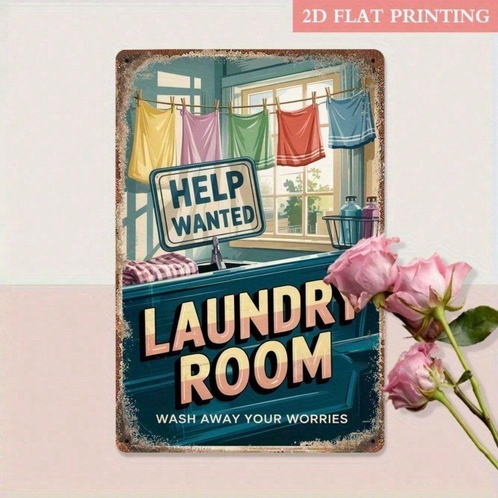 Vintage Iron Wall Art Sign 8x12 Inch, Metal Poster for Kitchen Laundry Room Decor