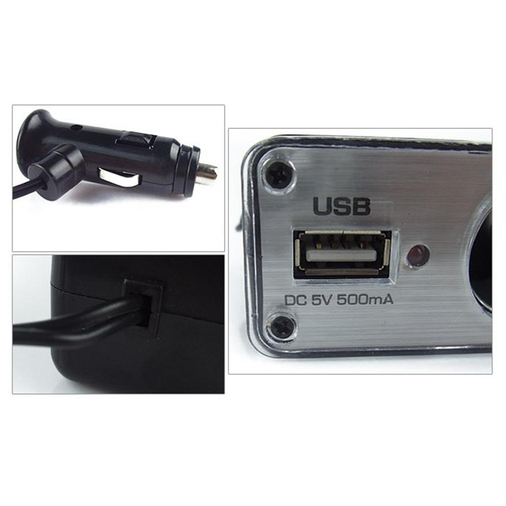 Universal Compact Auto Chargers Splitter Power Distribution Hub with USB Charging Port 3 Way Cigarettes Lighter Splitter