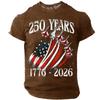 Men's Casual Short Sleeve Crew Neck T-Shirt Independence Day Graphic Print 250 Years Commemorative 1776 To 2026 Cotton Blend Top