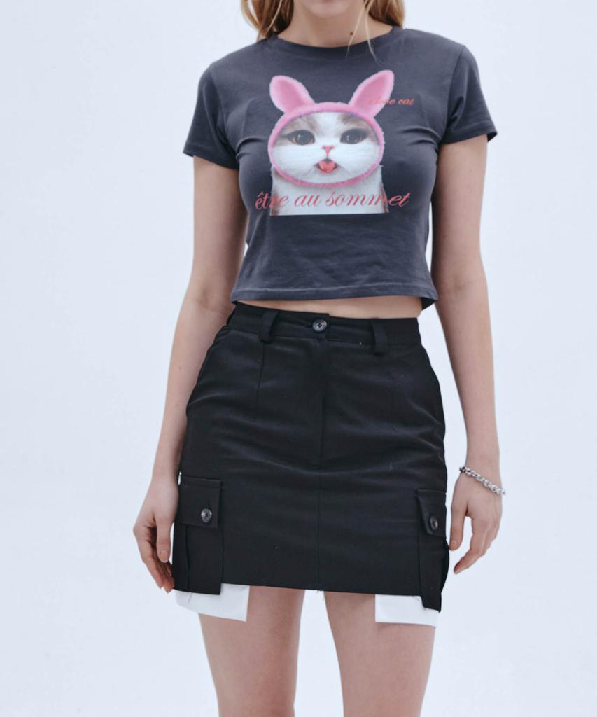 ETRE AU SOMMET Cargo Pocket Skirt (Black)