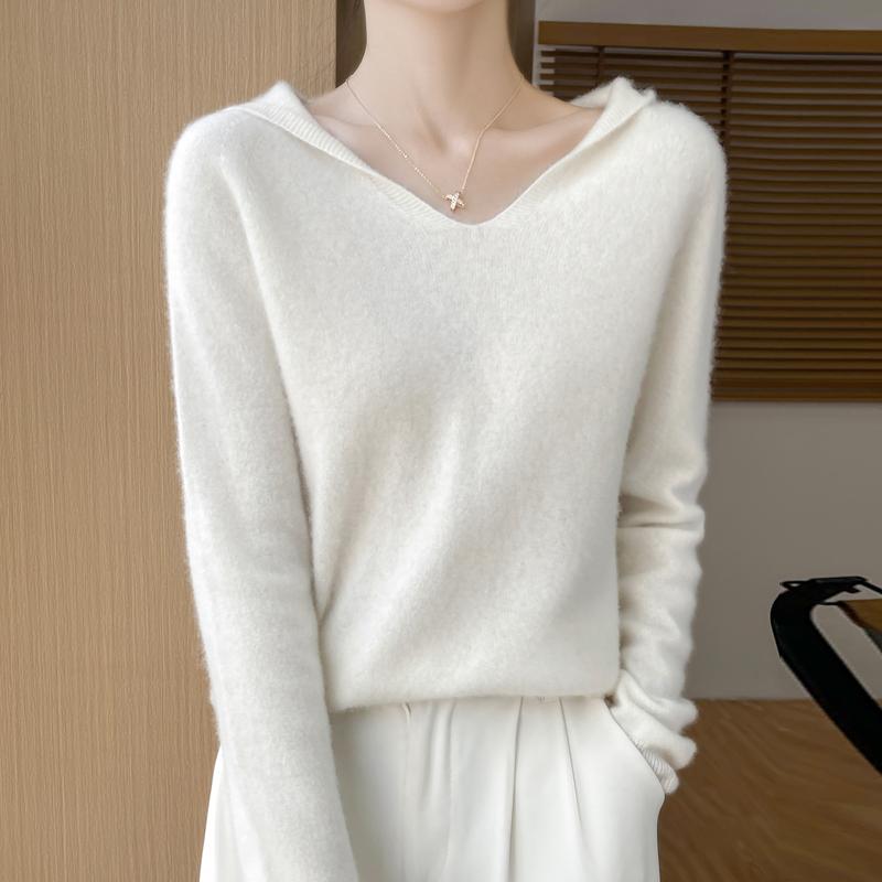 Women's Cashmere Sweater Qinghe Cashmere 30% Cashmere 70% Wool Autumn and Winter Pullover Warm and Fashionable