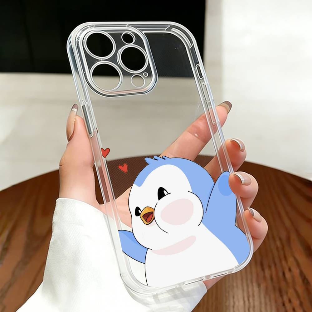 Cute Pudgy Penguin Phone Case For iPhone 17 16 15 14 13 12 11 Mini Pro Max Plus Transparent Cover iPhone17promax