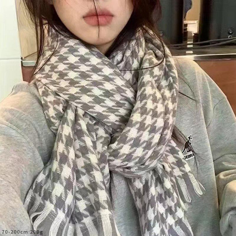 British Style Plaid Scarf Versatile Imitation Cashmere Scarf Shawl Advanced Sense Student Men'S And Women'S Scarf