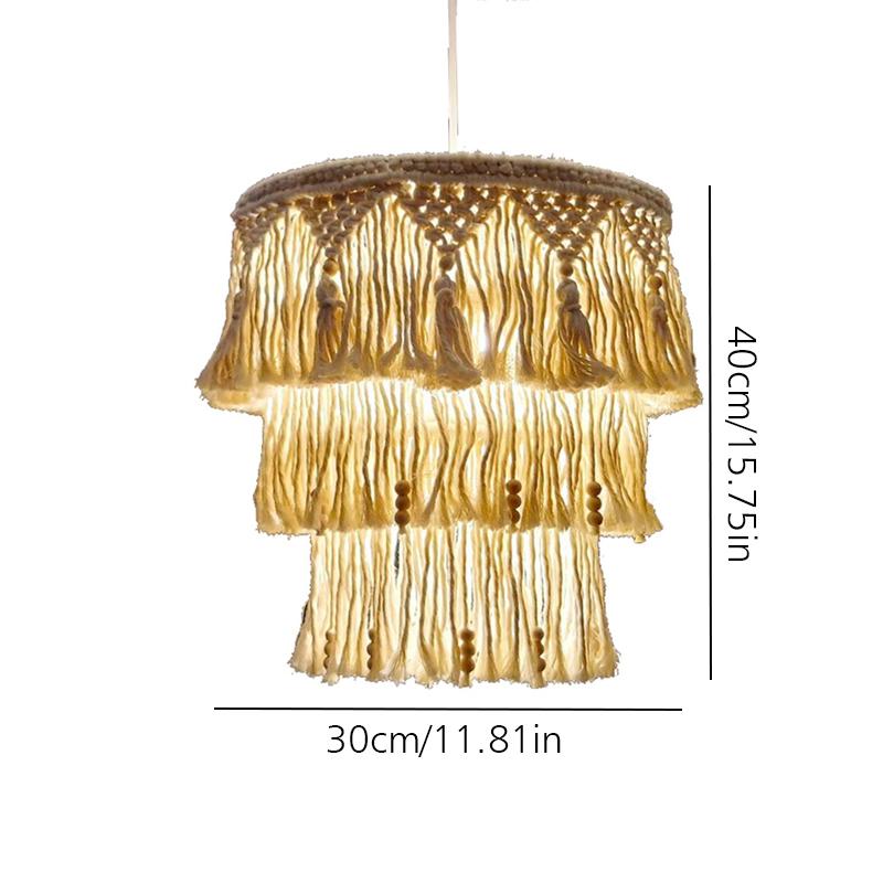 

1PC Boho Hanging Lamp Cover Hand Woven Tassels Nordic Macrame Woven Tapestry Lampshade Luxury