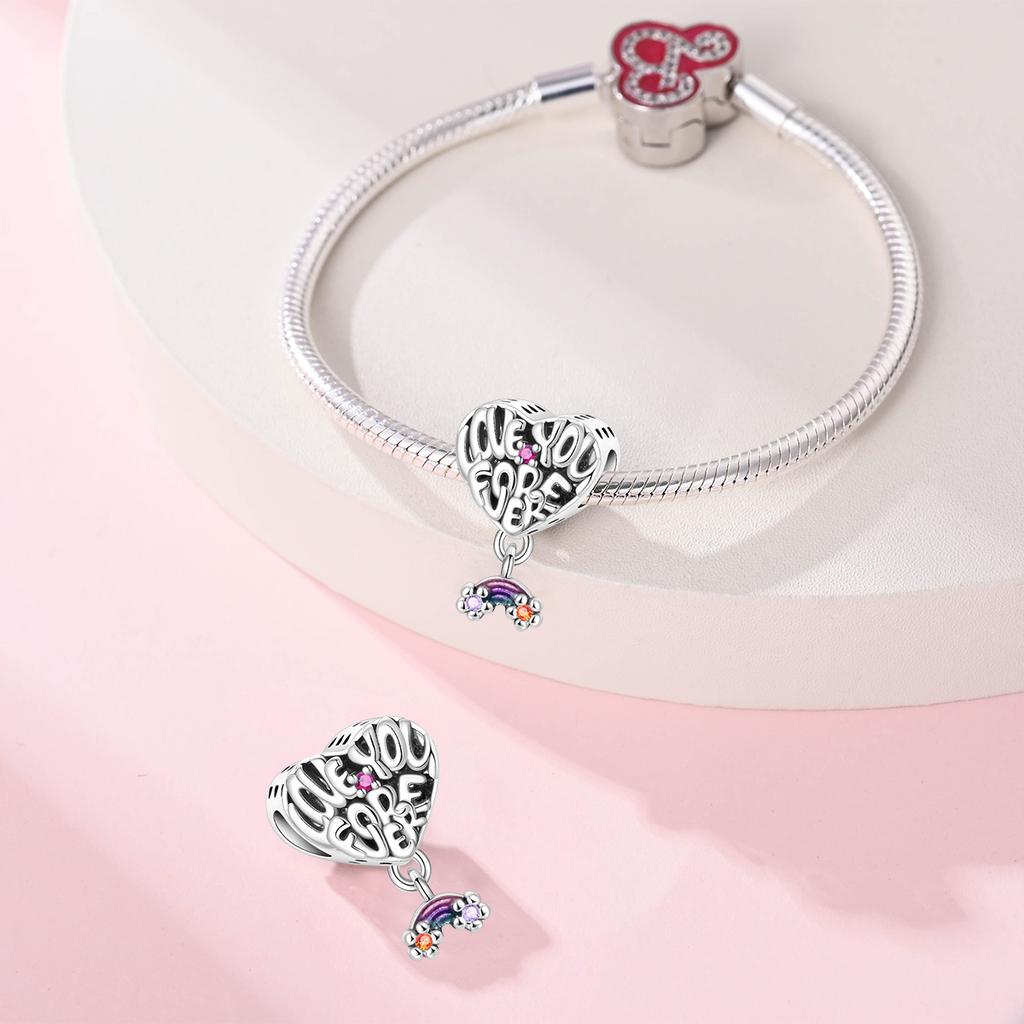 Copper Charms Original Heart Shaped Beads Fit Bracelet Jewelry Diy Lady'S Gift Accessory