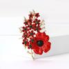 Luxury Rhinestone Poppy Flower Brooches for Women Unisex Enamel Plant Pins Banquet Party Backpack New Gifts Jewelry Accessories