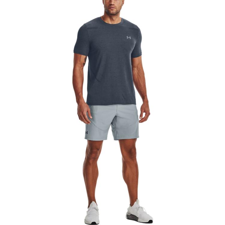 Under Armour Solid Color Elastic Waist Straight Leg Sports Shorts Men Bottoms Harbor-Blue 1373780-465