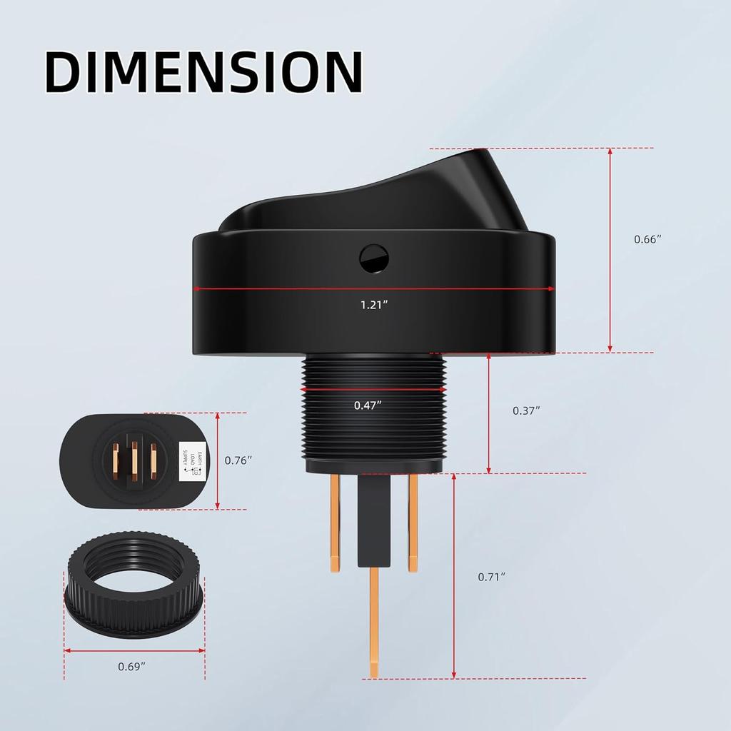 DaierTek Toggle Switch 12V 30A Oval Rocker Switch 3 Pin Red And Blue Led Lighted On Off Switch For Automative Car RV Marine Boat -8Pcs